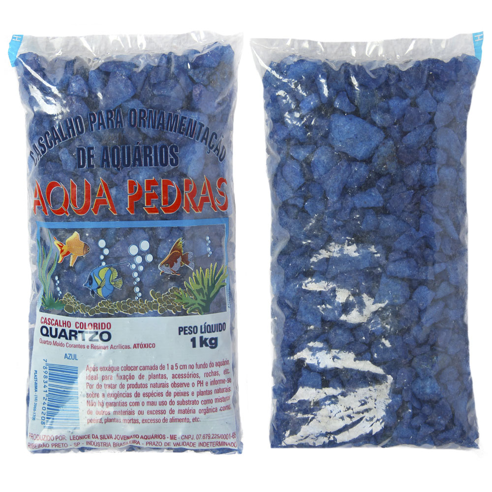 Substrato Para Aquários Aqua Pedras Cascalho de Quartzo Natural N02 Azul Celeste
