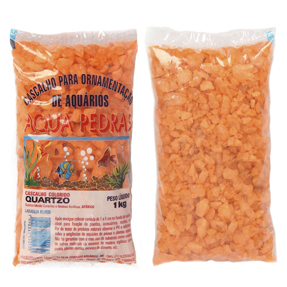 Substrato Para Aquários Aqua Pedras Cascalho de Quartzo Natural N02 Laranja Fluorescente