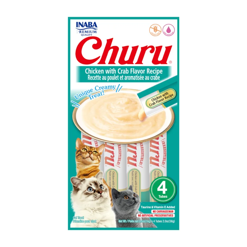 Purê para Gatos Churu sabor frango e carangueijo 56g