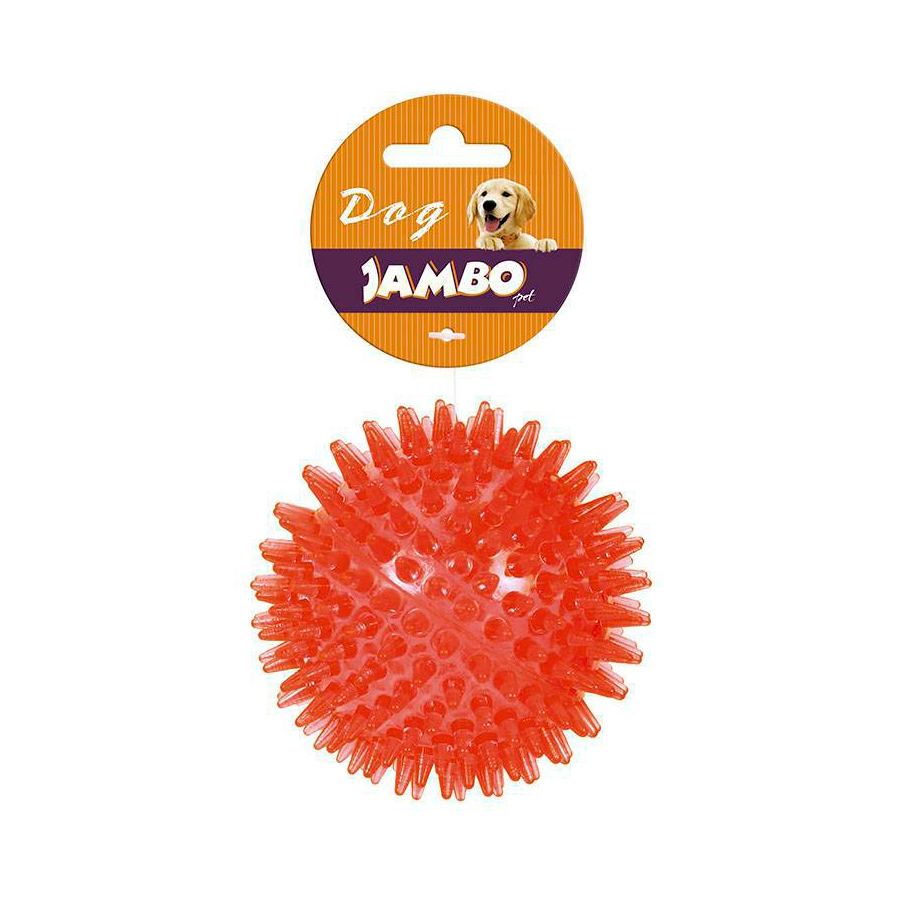 Brinquedo Jambo Bola Espinho TPR com Som Vermelha para Cães
