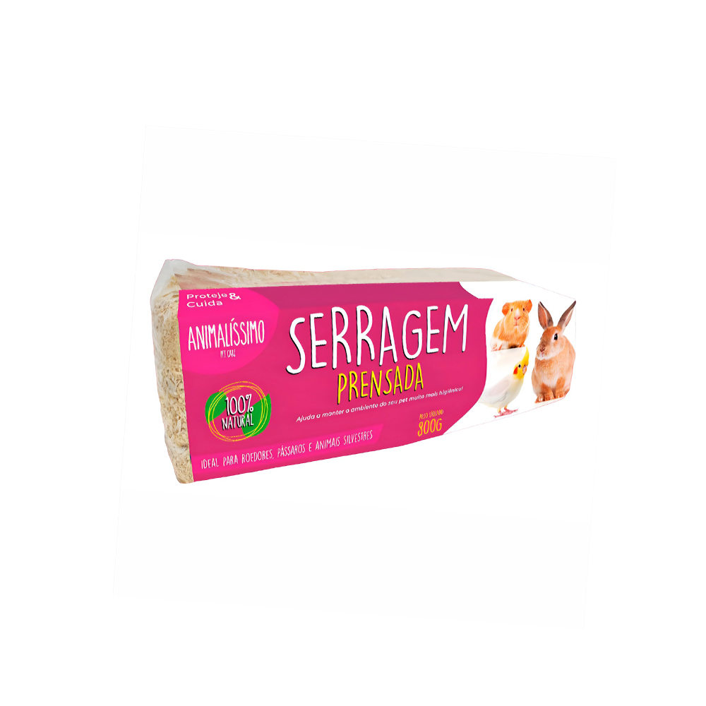 Serragem Prensada Animalíssimo para Roedores 800g