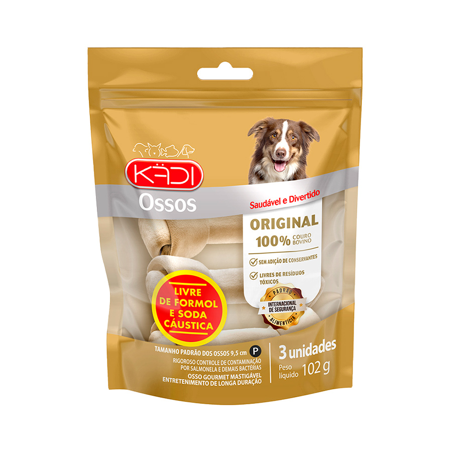 Osso Kadi para Cães Nó sabor Natural Pequeno 3un