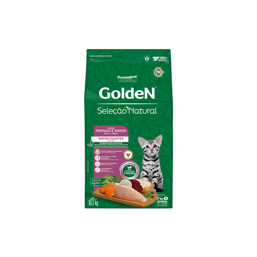 Ração Golden Seleção Natural para Gatos Filhotes Sabor Frango e Arroz
