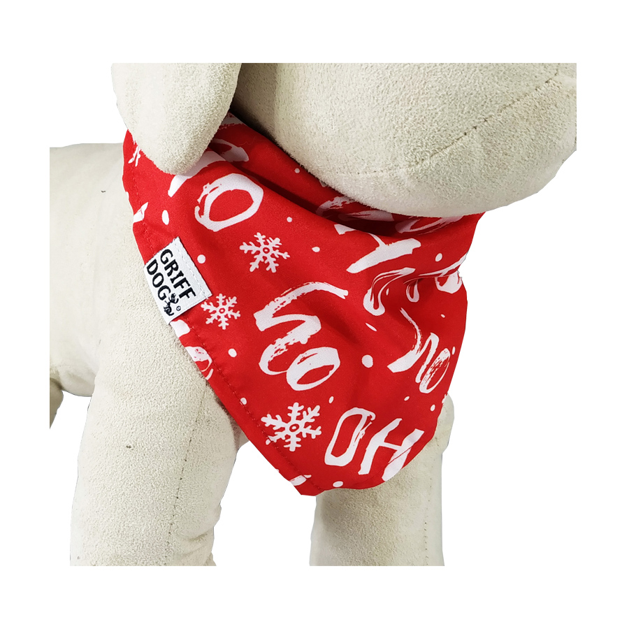 Bandana Griff Dog de Natal Ho Ho para Cães Vermelha