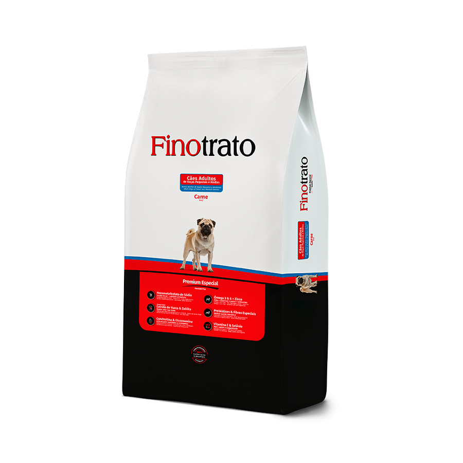 Ração Finotrato para Cães Adultos de Porte Pequeno e Médio Sabor Carne - 10,1 kg