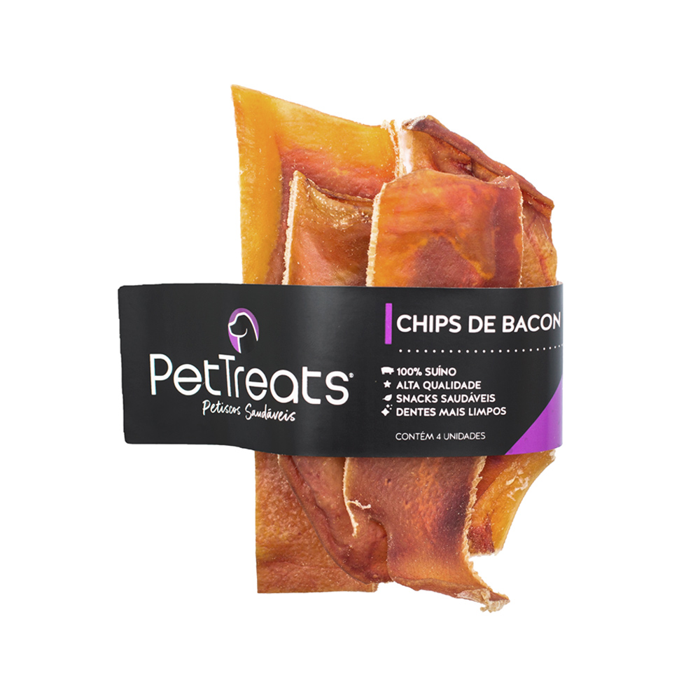 Osso PetTreats Chips de Bacon para Cães - 4 unidades