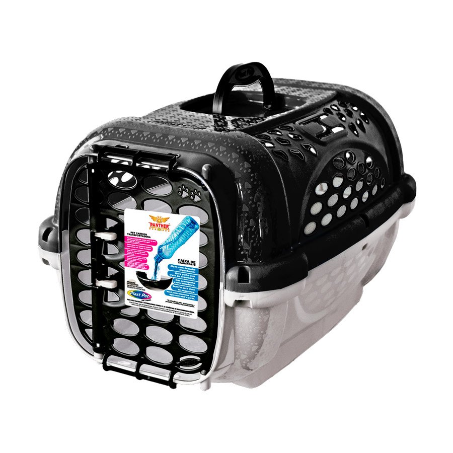 Caixa de Transporte Panther Pop Plast Pet Preta para Cães e Gatos