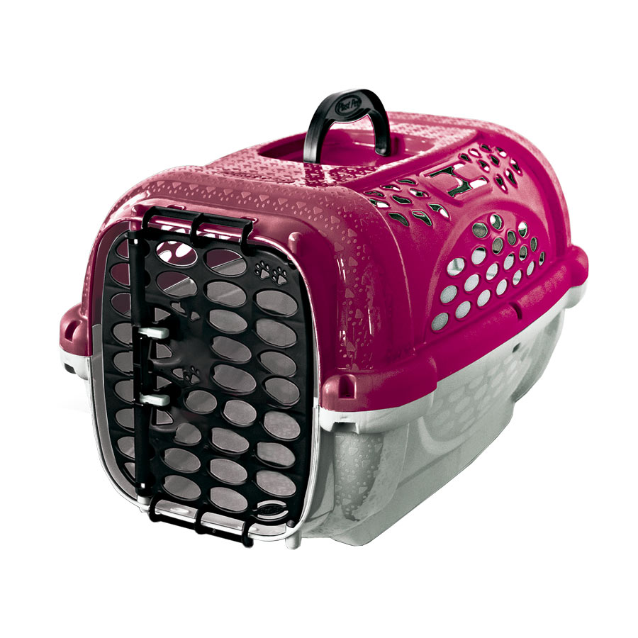 Caixa de Transporte Panther Pop Plast Pet Rosa para Cães e Gatos