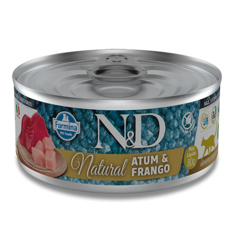 Ração Úmida N&D Natural Gatos Atum e Frango 80g