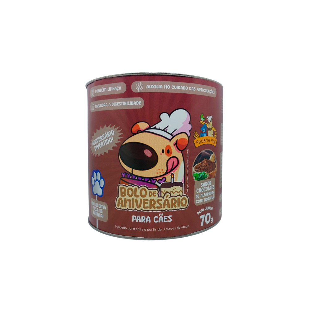 Bolo de Aniversário Padaria Pet para Cães Sabor Chocolate 70g