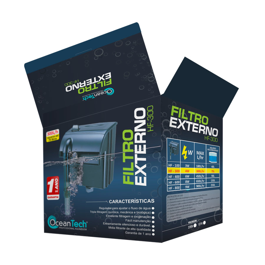 Filtro Externo Ocean Tech HF-0300 300LH para Aquários - 110 v