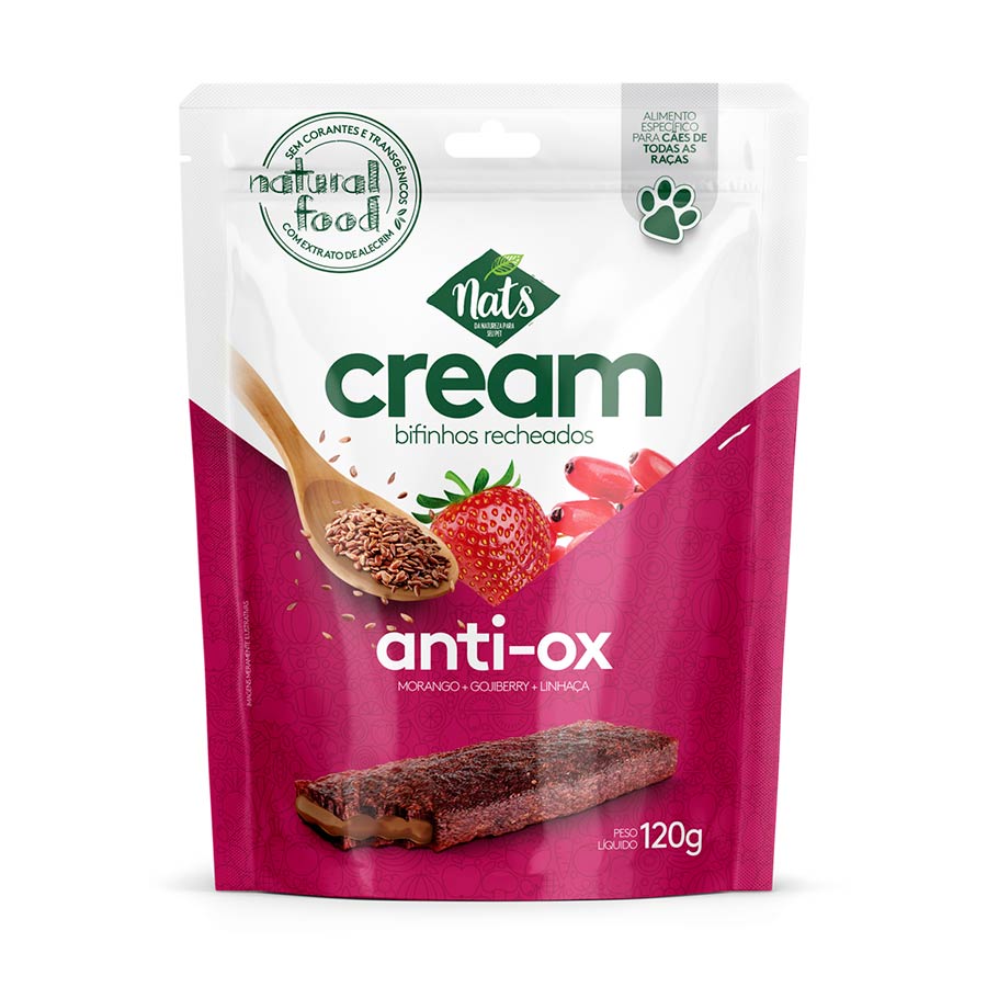 Snack Nats Cream Bifinho Recheado Anti-ox para Cães 120g