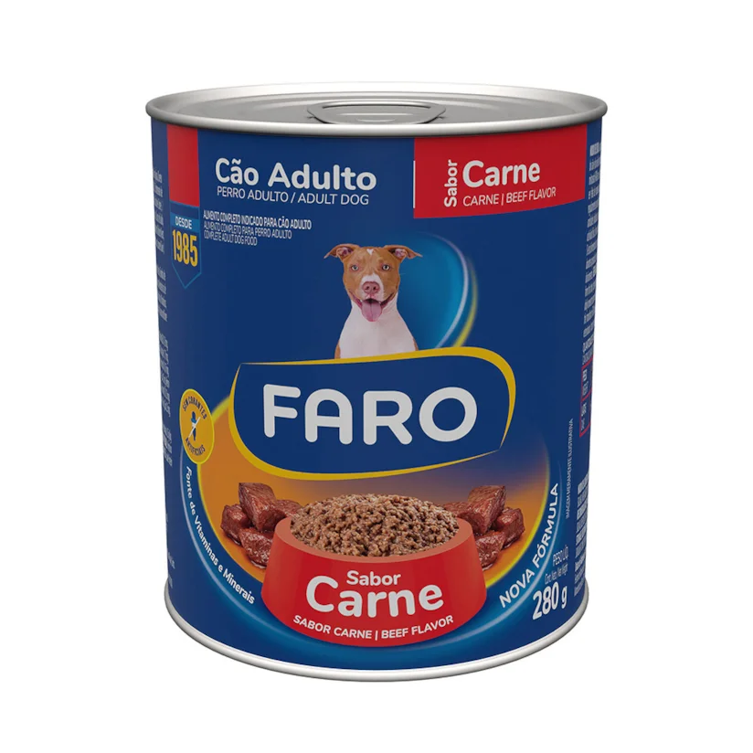 Patê Faro para Cães Adultos Sabor Carne Lata 280g