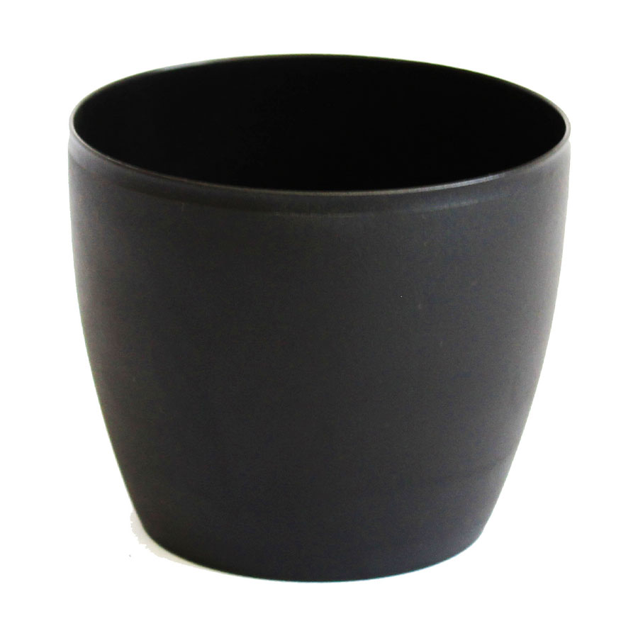 Vaso Okla Oxford Redondo Baixo Preto para Jardim