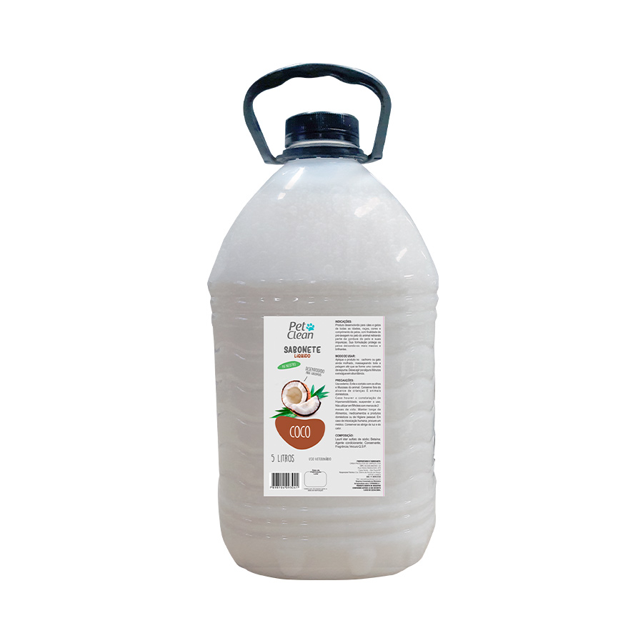 Sabonete Líquido Pet Clean Coco para Cães e Gatos 5L