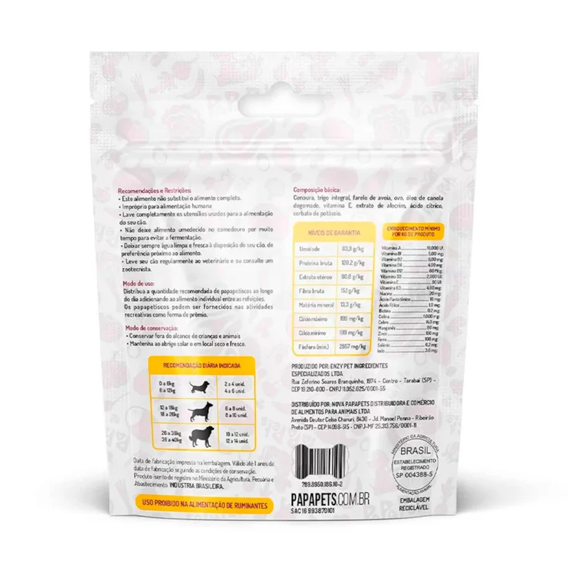 Biscoito Petisco Natural Papapetisco Para Cães Cenoura com Aveia 150g