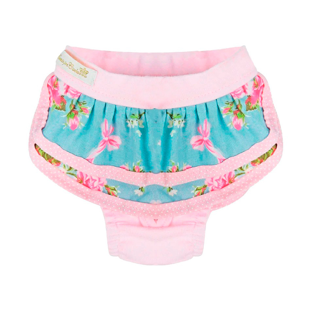 Calcinha Bonito pra Cachorro Babado Floral Rosa para Cães