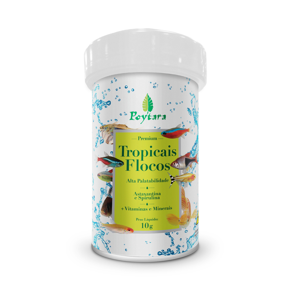 Alimento Poytara para Peixes Tropicais Flocos