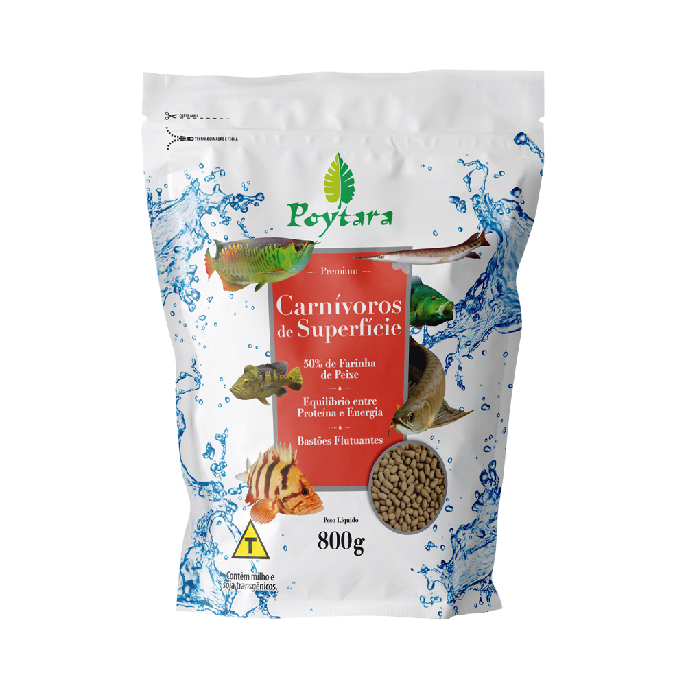 Alimento Poytara para Peixes Carnívoros de Superfície