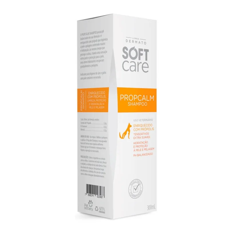 Shampoo Soft Care Propcalm Pele Ressecada Cães e Gatos 300ml
