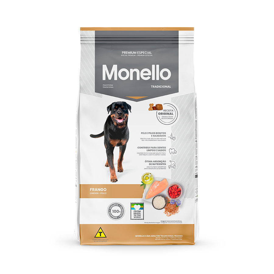 Ração Monello Dog Tradicional para Cães Adultos Sabor Frango