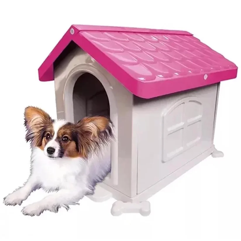 Casinha Plástica Para Cães Rosa N3 Pet Injet