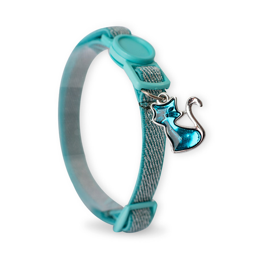 Coleira Modernpet Elástica Verde Tiffany para Gatos