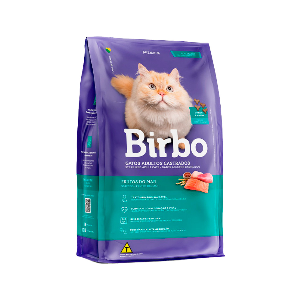 Ração Birbo para Gatos Adultos Castrados Sabor Frutos do Mar