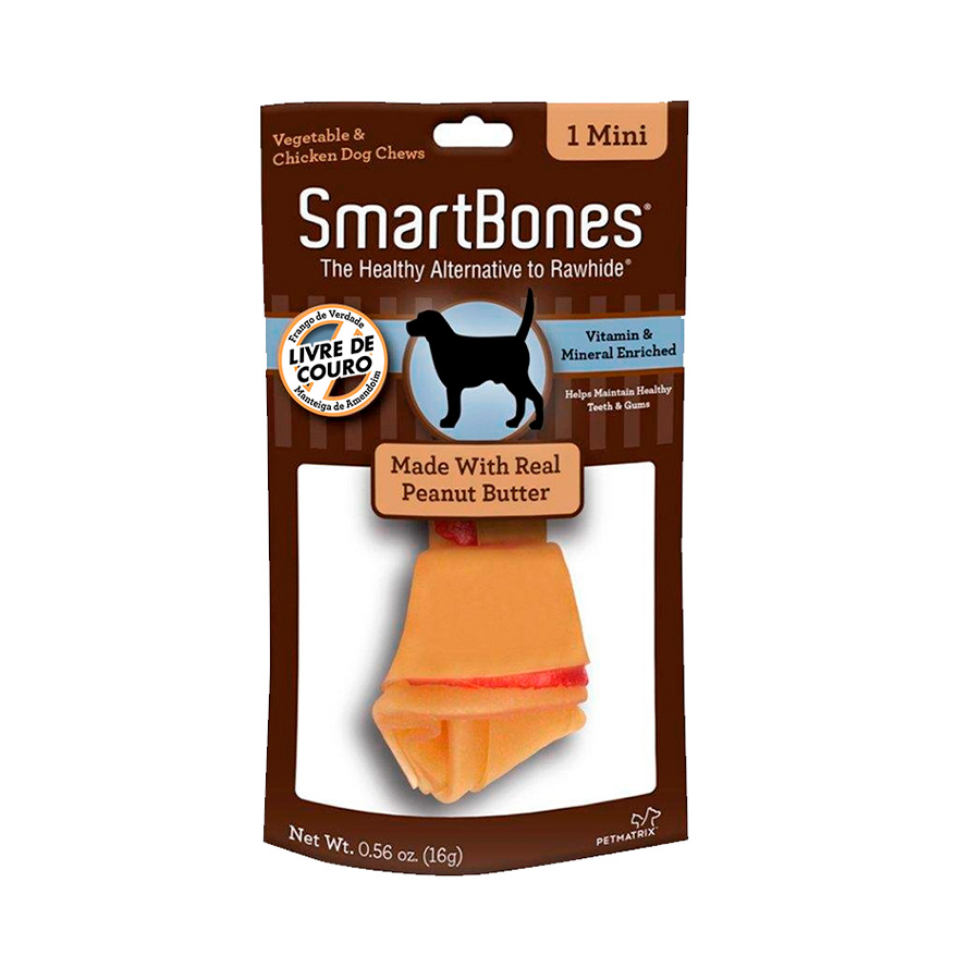 Osso Smartbones Mini Sabor Manteiga de Amendoim para Cães