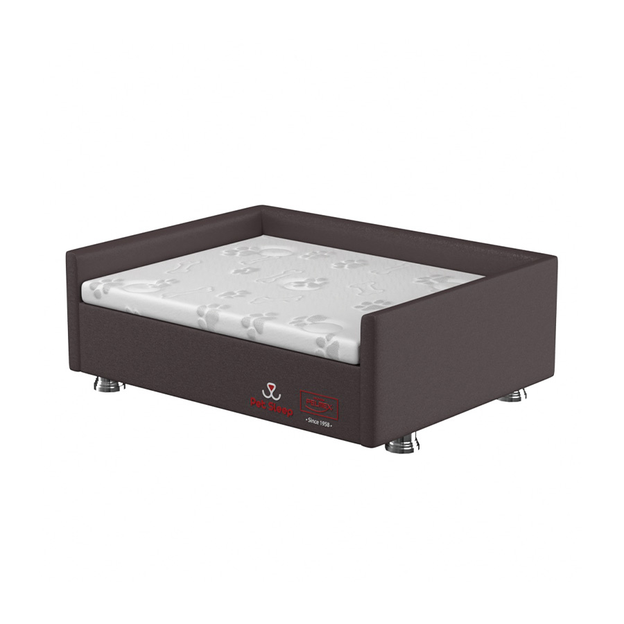 Conjunto Cama Box Pet Sleep Pelmex Luxo Marrom e Branco para Cães e Gatos