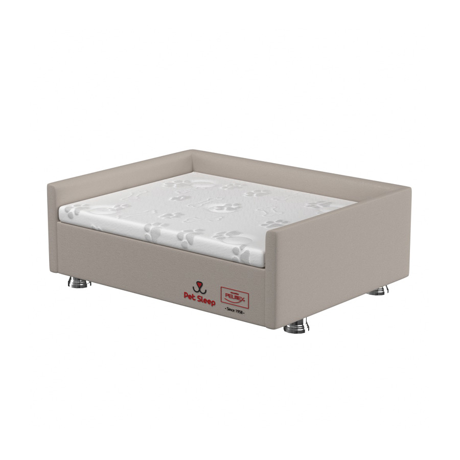 Conjunto Cama Box Pet Sleep Pelmex Luxo Bege e Branco para Cães e Gatos