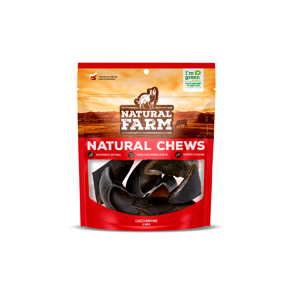 Osso Casco Bovino com 6 Unidades para Cães Natural Farm
