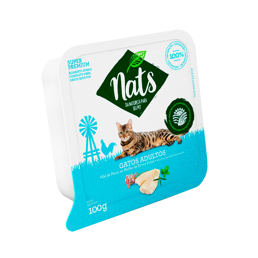 Ração Úmida Nats para Gatos Adultos Sabor Peixe ao Molho 100 g