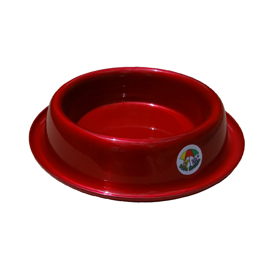 Comedouro Tigela Alumínio Vermelho para Cães e Gatos Vida Mansa