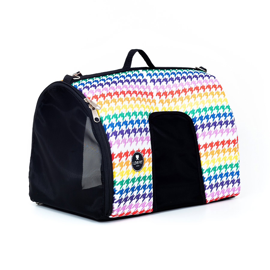 Bolsa de Transporte I Love Pet Pied de Poule Arco-Íris para Cães e Gatos