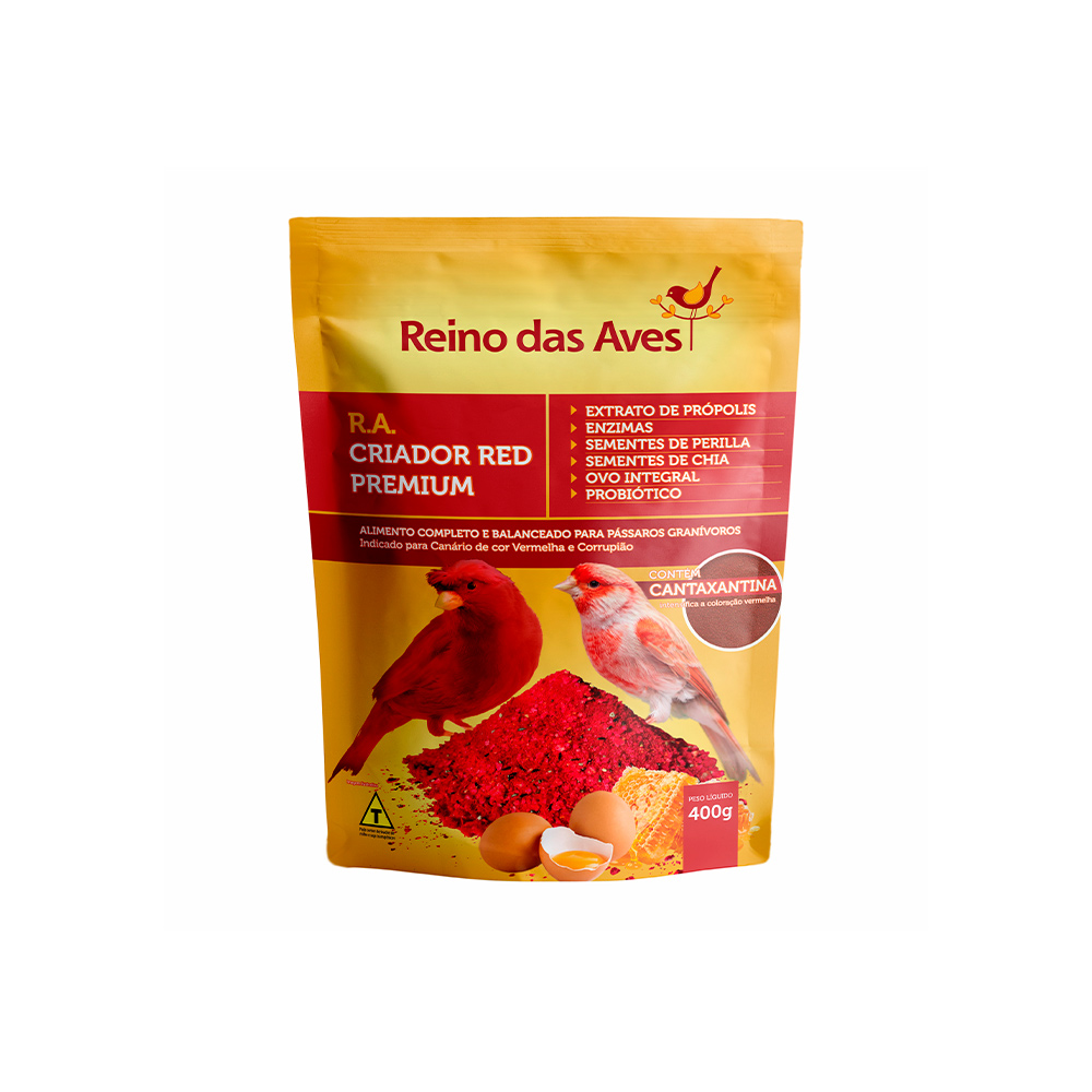 Ração Reino das Aves Farinhada Criador Red Premium para Pássaros - 400g