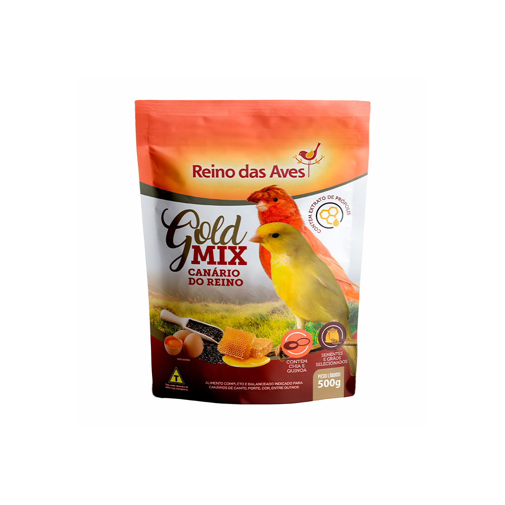 Ração Reino das Aves Gold Mix Canário do Reino para Pássaros - 500g