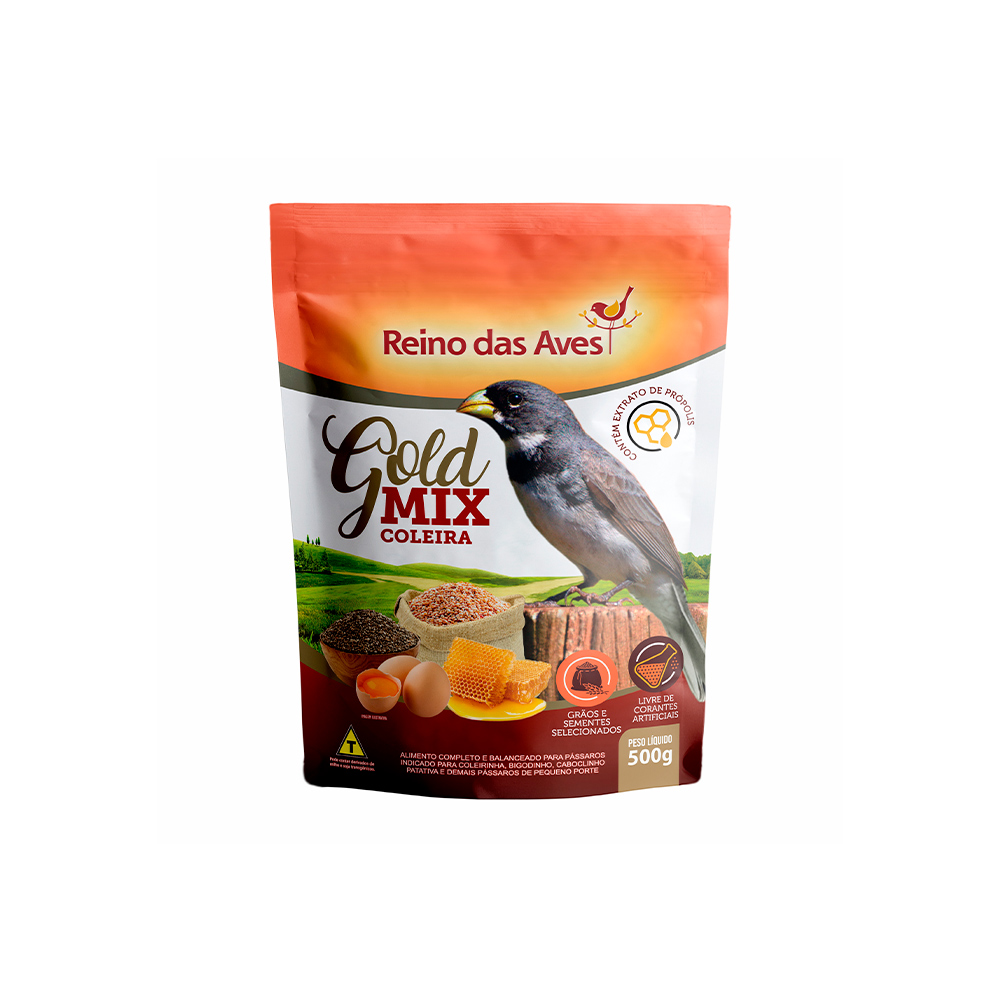 Ração Reino das Aves Gold Mix Coleira para Pássaros