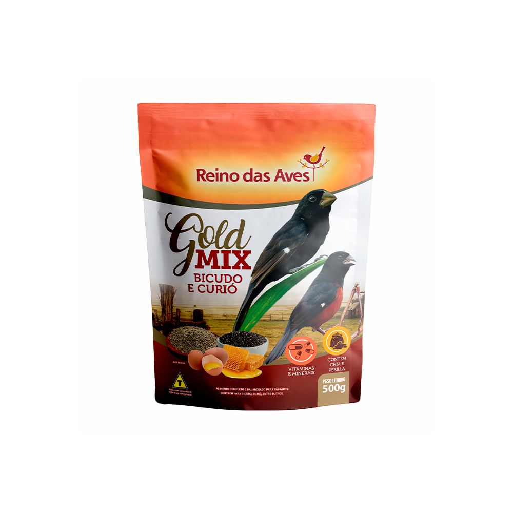 Ração Reino das Aves Gold Mix Bicudo e Curió para Pássaros - 500g