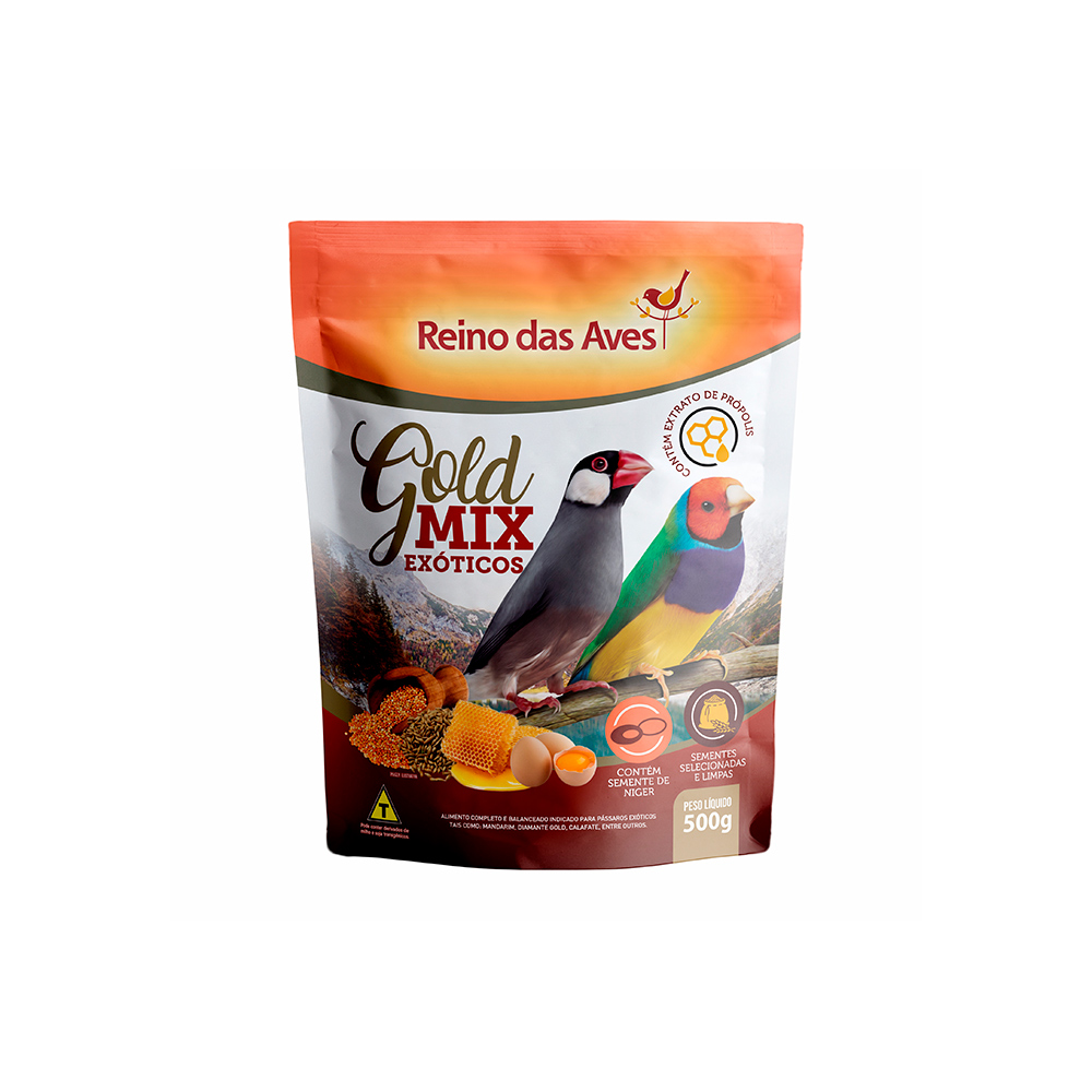 Ração Reino das Aves Gold Mix Exóticos para Pássaros - 500g