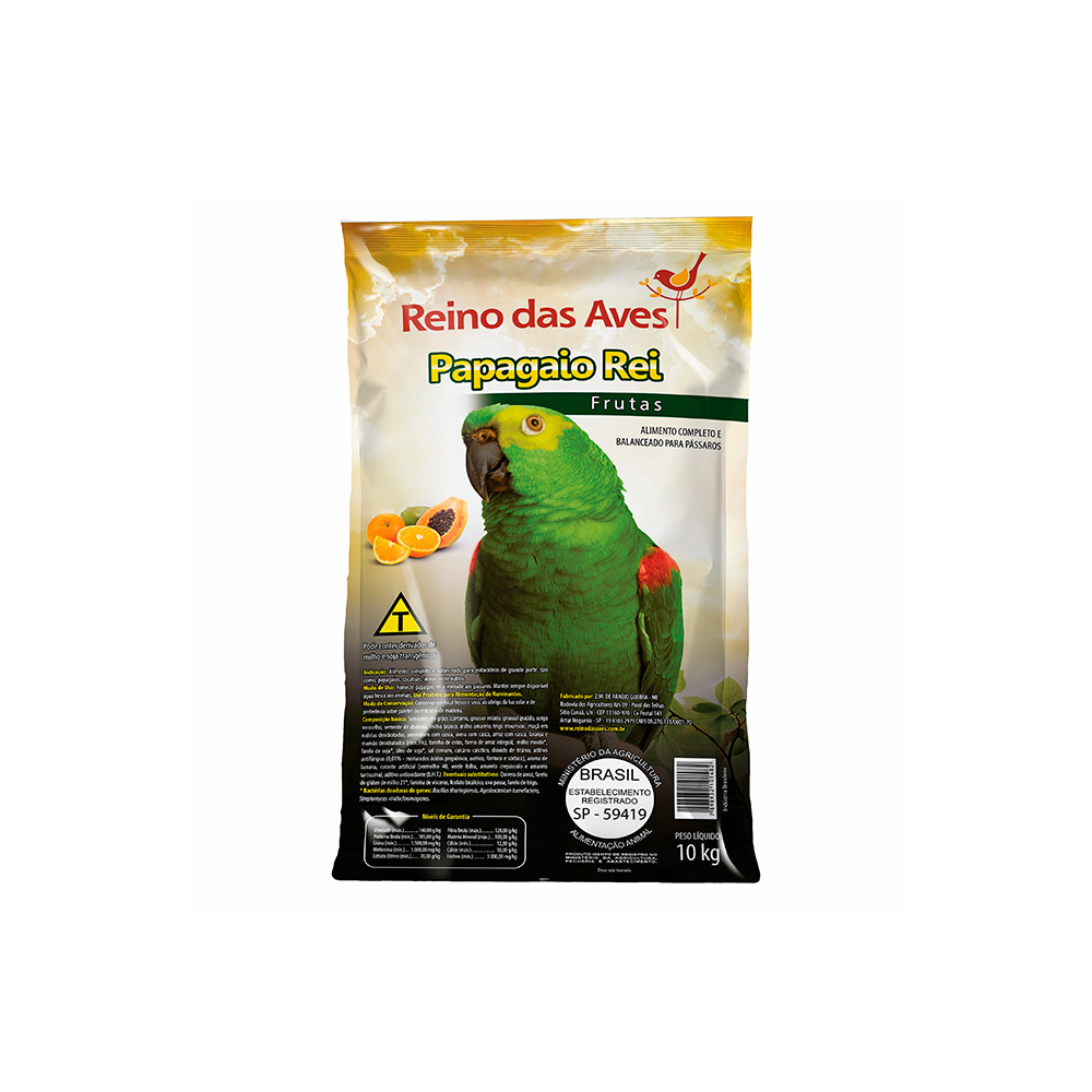 Ração Reino das Aves Papagaio Rei Mix - 10kg