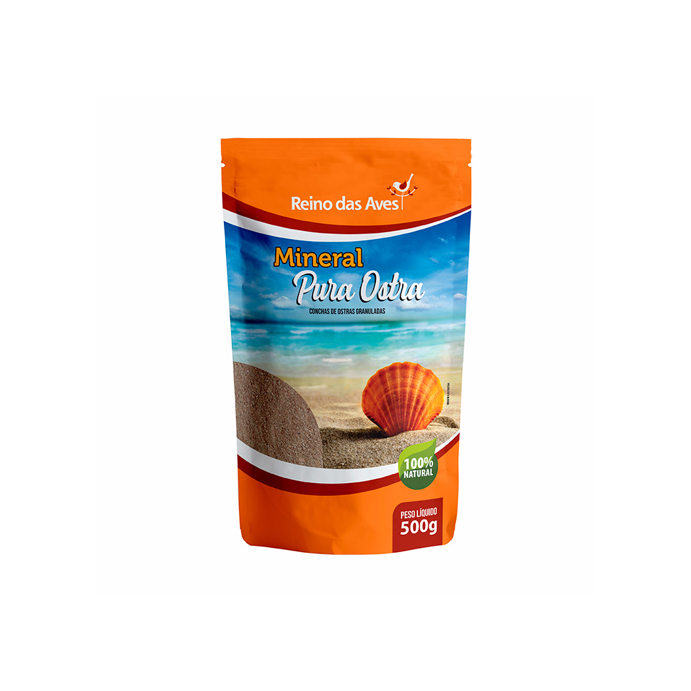 Ração Reino das Aves Mineral Pura Ostra para Pássaros - 500g