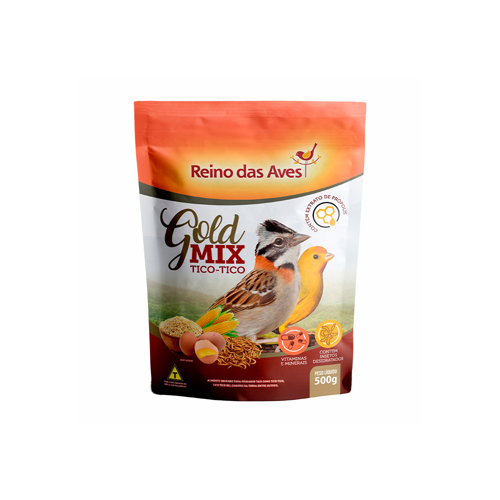 Ração Reino das Aves Gold Mix Tico Tico para Pássaros - 500g