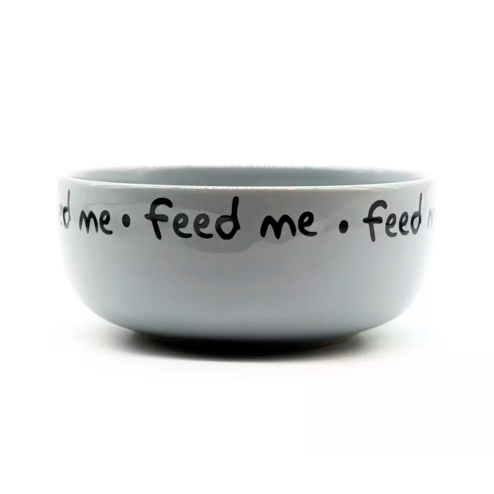 Comedouro Pet Injet Cerâmica Feed Me Cinza para Cães