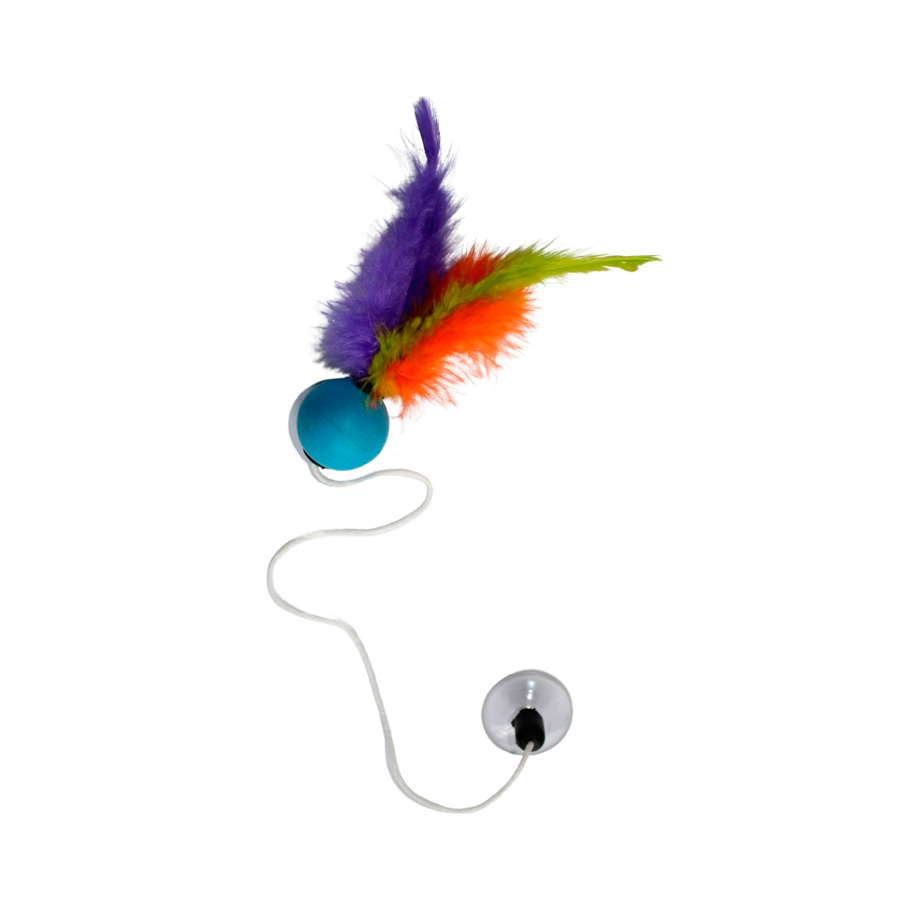 Brinquedo Plumas e Penas Elastic Ball para Gatos - Cores Sortidas