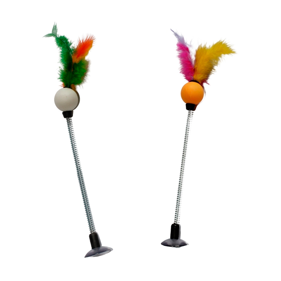 Brinquedo Plumas e Penas Spring Cat Mola para Gatos - Cores Sortidas