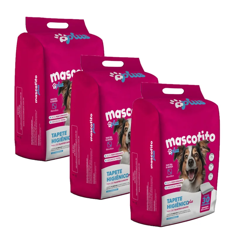 Tapete Higiênico Mascotito Plus 80x60 com 90 Unidades