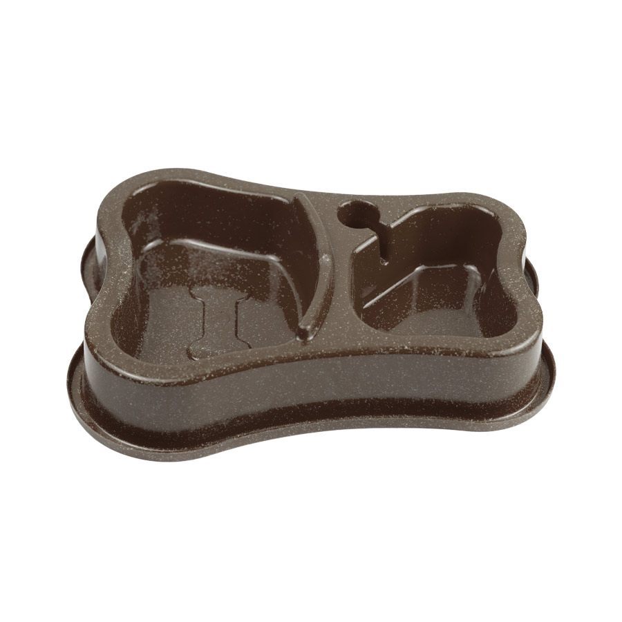Comedouro Evo Antiformiga Duplo Imbuia para Cães e Gatos