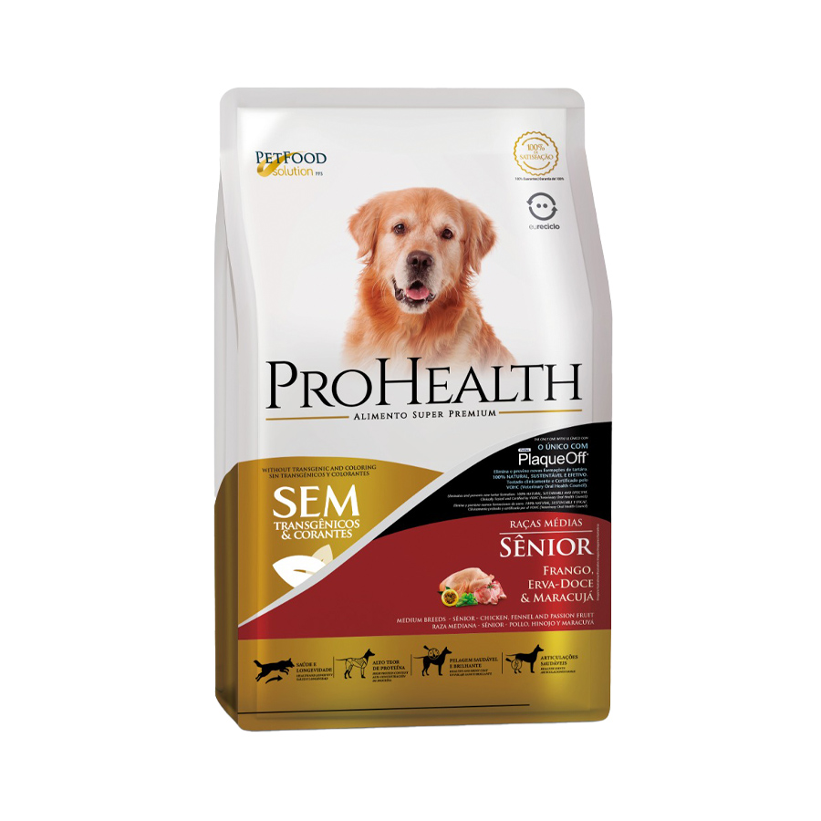 Ração ProHealth Sênior para Cães Adultos de Porte Médio Sabor Frango