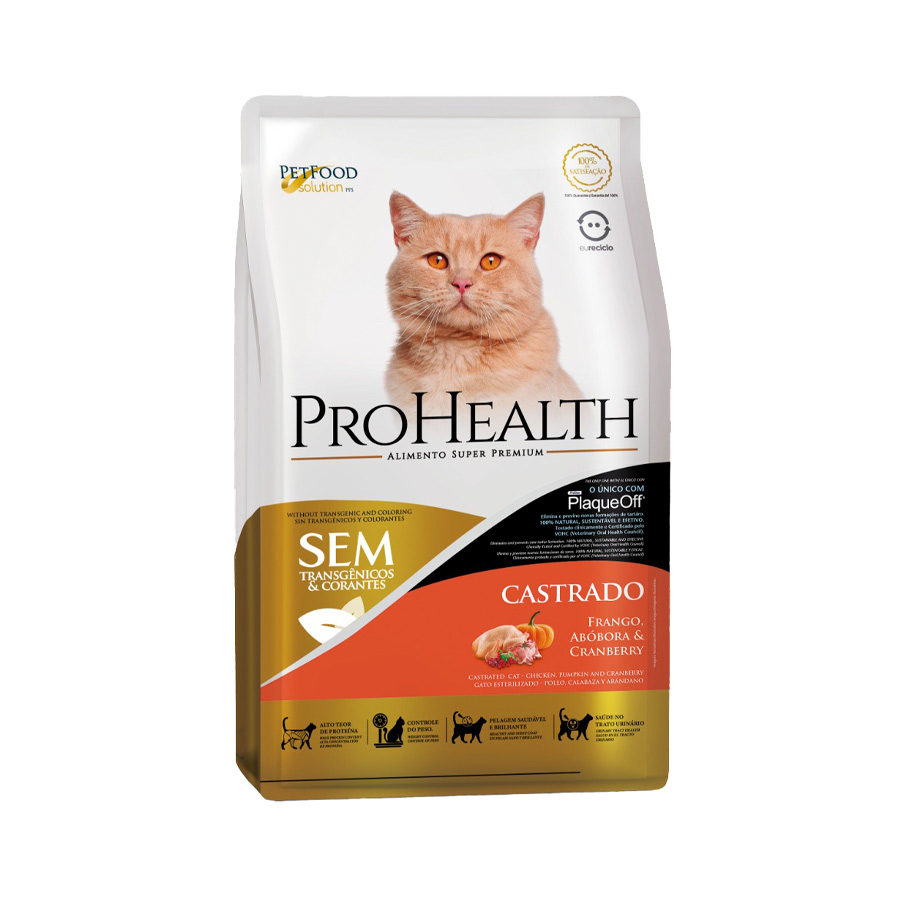Ração ProHealth para Gatos Adultos Castrados Sabor Frango